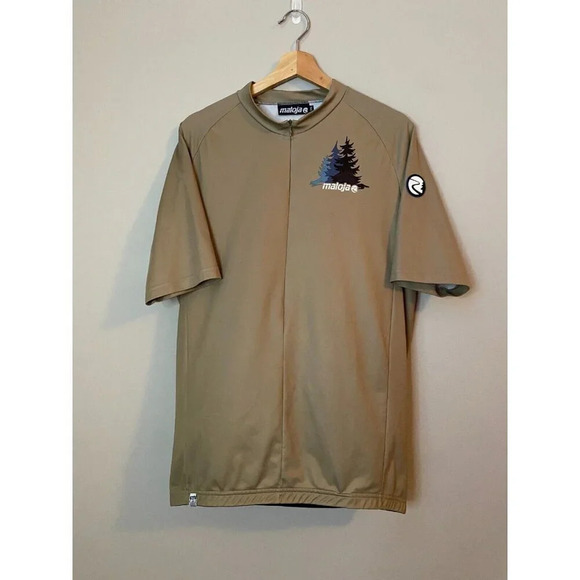 MALOJA Mens SS Zip Cycling Bike Jersey in Tan Pockets Size XXL Soul in the Woods - Picture 1 of 16